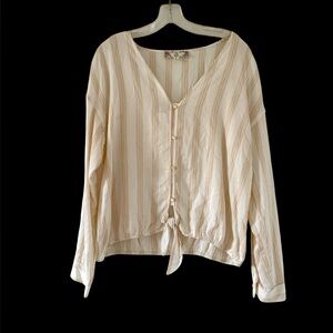 3 for $25 Pink Rose Cream Striped Blouse